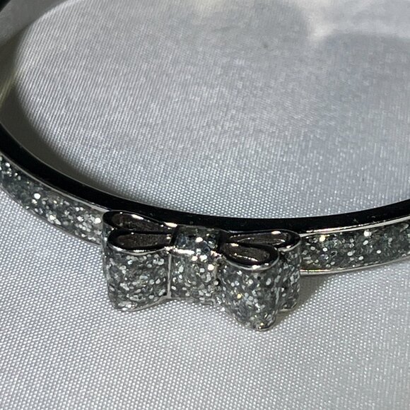 Kate Spade Take A Bow Silver Glitter Bangle Bracelet - Picture 5 of 5